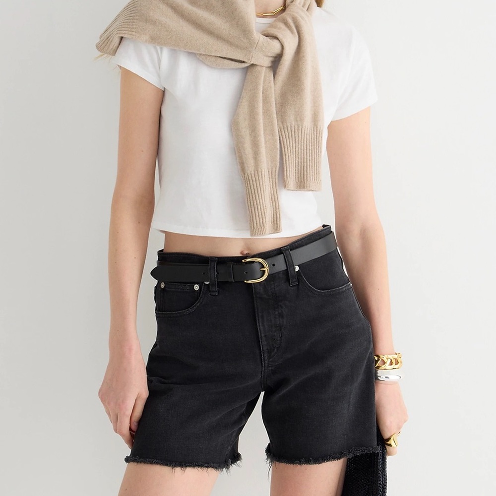 JCrew mid-length denim short in washed black, 26